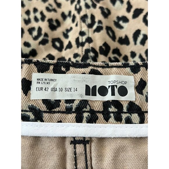 Topshop Moto Leopard Print Mini Skirt Size 10 - Picture 7 of 8
